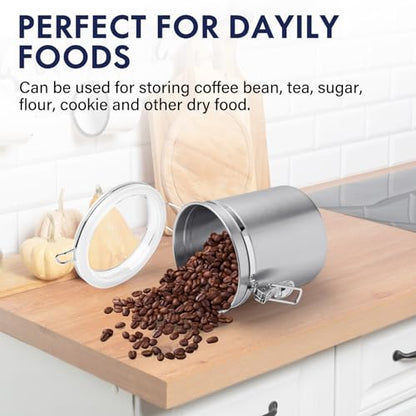 ENLOY 4-Piece Stainless Steel Airtight Food Storage Canister Set with Clear Lid, Containers Sets for Kitchen Counter for Sugar, Flour, Tea, Candy, Cookie, Spice, 28/32/38/65 oz - size: Small