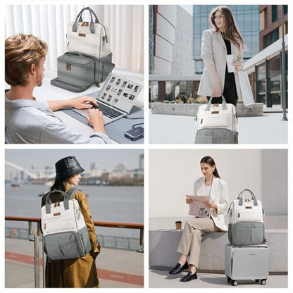 Maelstrom Travel Backpack for Women Men,Laptop Backpack Fits 15.6-17.3 Inch Laptop, Nurse/Work Bag with Insulated Lunch Box (Gray-beige) - color: Gray-beige