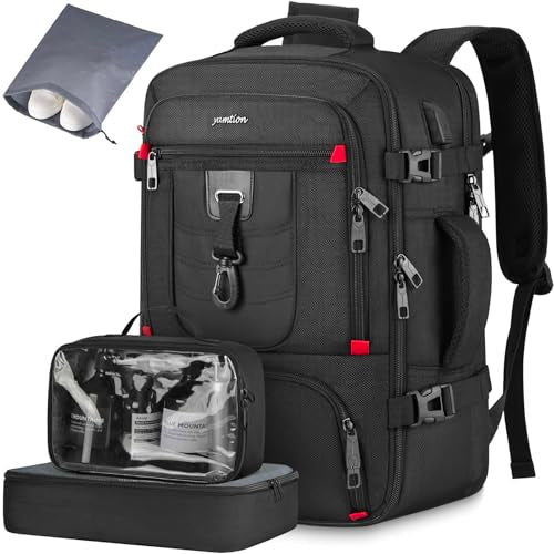 YAMTION Carry On Backpack for Men,Travel Backpack with 3 Packing Cubes for Women,Laptop Backpack Airline Approved Weekender Bag Mochila Viaje para Hombres - size: L-4 packs