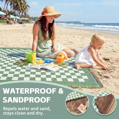 2 in 1 Extra Large Camping Blanket Outdoor Rug Picnic Yoga Mat Lightweight Car Essential Roadtrip Gadget Rv Accessories Glamping Gear Must Haves Hiking Stuff Backpacking Necessities Women Beach Gift - color: Deep Yellow