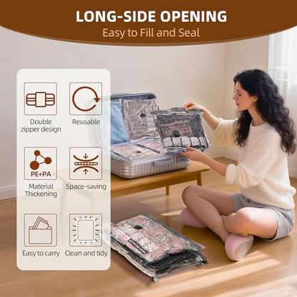 Travel Vacuum Storage Bags, 6 Pack Carry-On Size for Luggage and Suitcase, Vacuum Storage Bags, Vacuum for Bags Storage, Space Saver for Clothes & Clothing - 80% Space Saver(No pump) - style: 6 Vacuum Bags