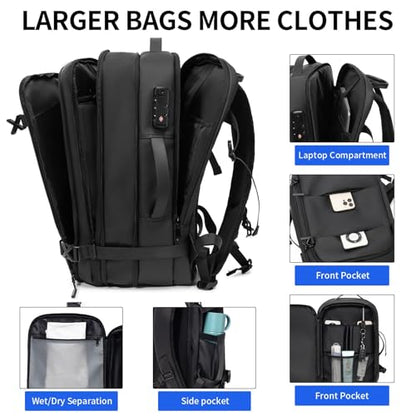 Vacuum laptop bag Compression Backpack Expandable, TSA-Approved Carry-On Water-Resistant Design for Travel with air pump (Built in pump, Large) - color: Built in Pump