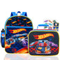 Hot Wheels Backpack with Lunchbox for Boys Set - Bundle with 16" Racecar Backpack, Lunch Box, Water Bottle, Tattoos, More | Hot Wheels School Bag for Kids