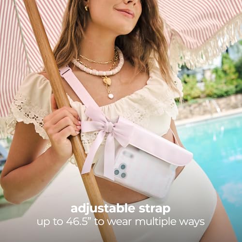 Case-Mate IP68 Bow Waterproof Phone Pouch/Case with Triple Seal Protection, Adjustable Strap - Waterproof Fanny Pack for iPhone 17 Pro Max/iPhone 16 Pro Max/15/14/S26 Ultra/S25/Pixel 10 - Ballet Pink - color: Ballet Pink Clear