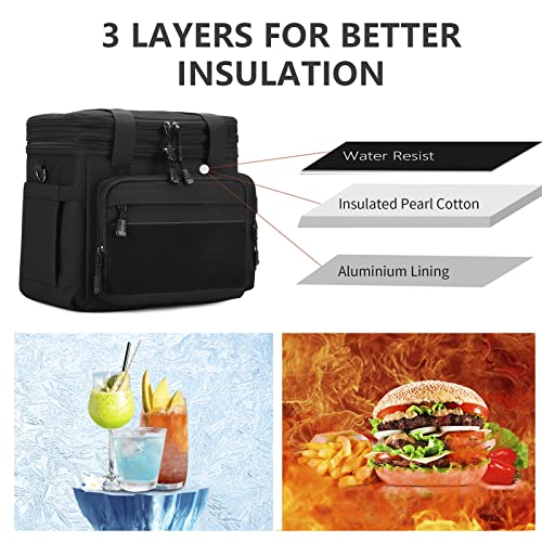 Gafetrey Tactical Lunch Box for Men, Insulated Lunch Bag Adult, Thermal Lunchbox Leakproof Waterproof Cooler Bag, Large Lunch Pail for Work Office Camping Travel (Black-Molle) - color: A-Black,with Flag, size: 15L