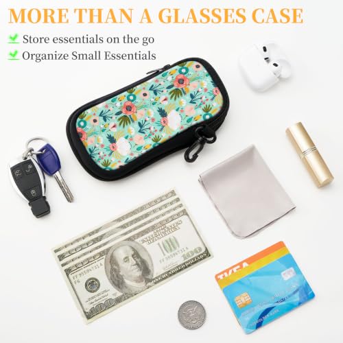 WOZEAH Double Eyeglass Case with 2 Compartments, Travel Eyewear Organizer for Two Pairs of Glasses - color: White Flower