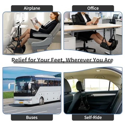 Airplane Foot Rest Hammock for Flight, Adjustable Foot Rest Under Desk, Portable Wide Foot Support for Long Trips & Office, Travel Essentials, Best Airplane Gadgets & Travel Gifts (1 PC) - size: 1 Pack