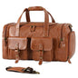 Zeroway PU Leather Travel Duffel Bag with Shoe Pouch Large Carry on Bag Waterproof Weekender Overnight Bag for Men Women Brown - color: Brown