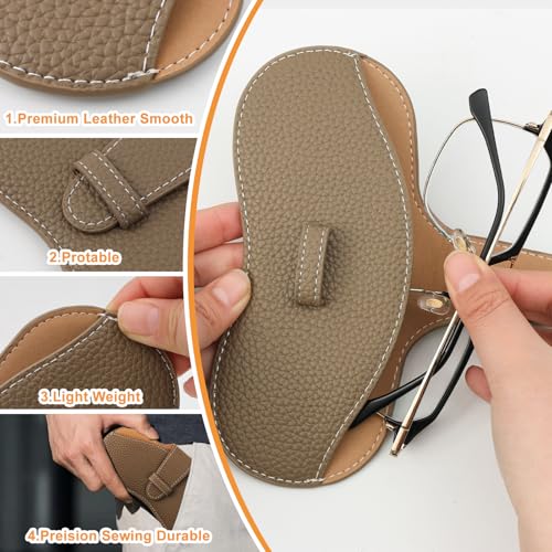 Leather Glasses Case, Portable Lightweight Soft Eyeglass Case, Travel Sunglasses Protective Case for Women Men - color: Brown