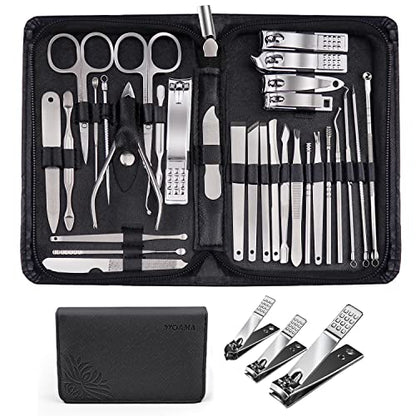 WOAMA Manicure Set 30 In 1 Nail Clipper Set Nail Kit For Women Men Stainless Steel Manicure Kit Professional with Travel Case - color: Silver