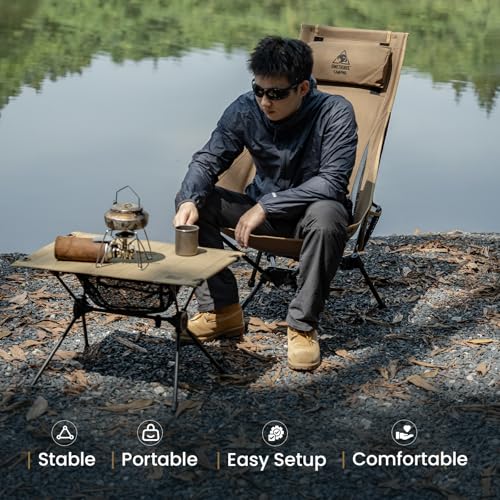 ONETIGRIS Tigerblade High Back Camping Chair with Pillow Design, Comfortable Widened Seat Folding Chair - color: Ranger Green