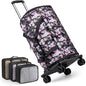 Rolling Garment Bags for Travel - Carry on Convertible Garment Duffle Bags with Wheels for Men Women, 4 in 1 Large Travel Duffel Bags with Shoes Compartment Hanging Suit Dress Weekender Bag 4pcs Set - color: Purple Black