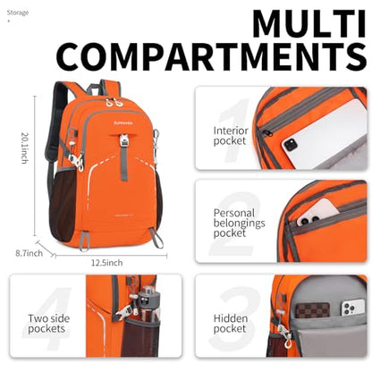 35L Lightweight Packable Backpack – Durable Foldable Daypack for Travel, Hiking, and Gym (Orange) - color: 35l-orange