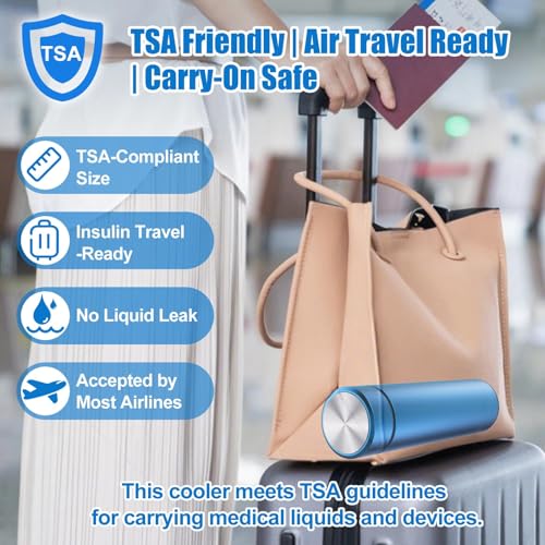 60H Insulin Cooler Travel Case TSA Approved, Portable Medication Cooler for 2-3 Insulin Pens or Vials, Double-Layer Vacuum Insulated Diabetic Travel Case with Reusable Ice Packs (Blue) - color: Navy Blue