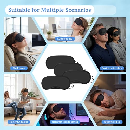 Bulk Sleep Masks, Black Eye Masks in Bulk, Featuring Elastic Straps and A Nose Bridge Design, Individually Packaged, Ideal for Travel Sleep and Quick Naps (100-PACK)