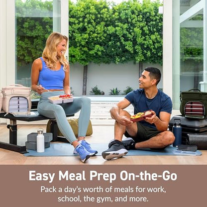 Bentgo Prep Deluxe Insulated Multimeal Bag - Lunch Box Bag, Holds 5 Meals, Premium Insulation up to 8 Hrs, Durable, Water-Resistant - Large Capacity For Adult Meal Prep (Sand) - color: Sand