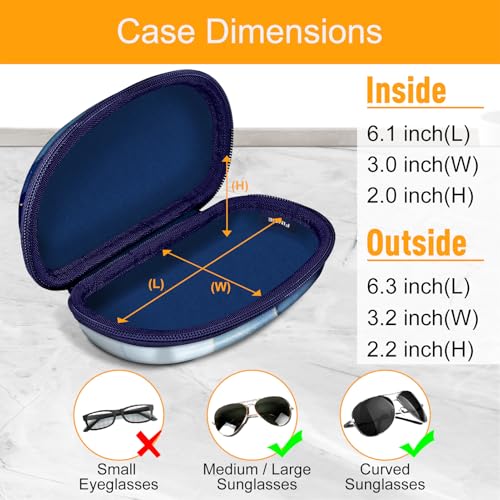 Fintie Sunglasses Case with Carabiner, Hard Shell Shockproof Sport Glasses Cases Travel Zipper Eyeglasses Holder, Ocean Marble - color: Ocean Marble