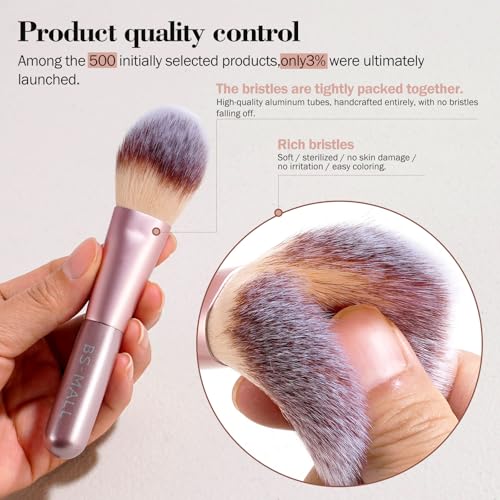 BS-MALL 14 Pcs Makeup Brushes Set with 1 Pcs Makeup Sponge – Essential Foundation Powder Concealers, Eye Shadows, Blush Makeup Brushes with Travel Makeup Case (Matte Gold Pink) - color: Matte Gold Pink