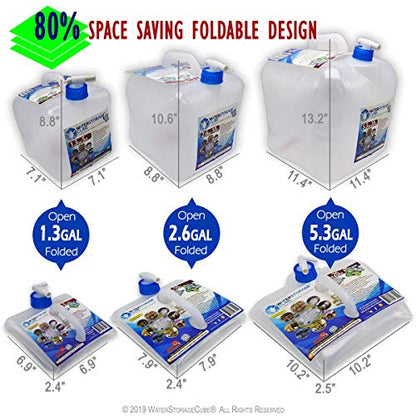 WaterStorageCube BPA Free Collapsible Water Container with Spigot, Camping Water Storage Carrier Jug for Outdoors Hiking Backpack & Survival Kit, Foldable Portable Water Canteen 1.3/2.6/5.3 Gallon - size: 2.6 gallon, style: 2-Pack 2.6 Gal