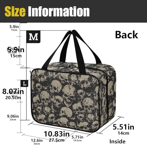 MNSRUU Hanging Toiletry Bags for Women Travel, Gothic Grunge Skulls Toiletry Organizer Portable Travel Toiletry Bags Clear Wash Bags Makeup Bag Cosmetic Bag - color: Skulls 021