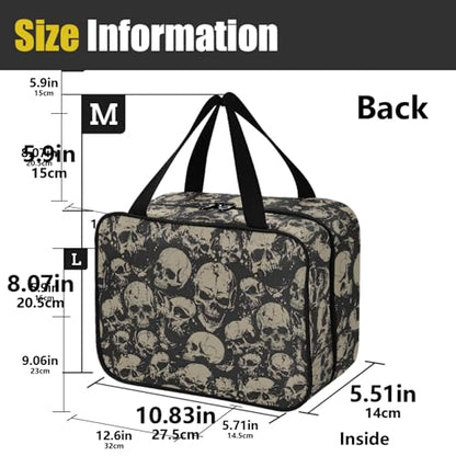 MNSRUU Hanging Toiletry Bags for Women Travel, Gothic Grunge Skulls Toiletry Organizer Portable Travel Toiletry Bags Clear Wash Bags Makeup Bag Cosmetic Bag - color: Skulls 021