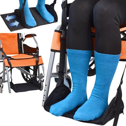 Premium Wheelchair Footrest Hammock, Anti-Slip Foot Sling for Wheelchair Foot Rest Replacement, Adjustable Leg Rest for Rollator w/Rigid Base, Leg Hammock for Walker, Wheelchair Accessories