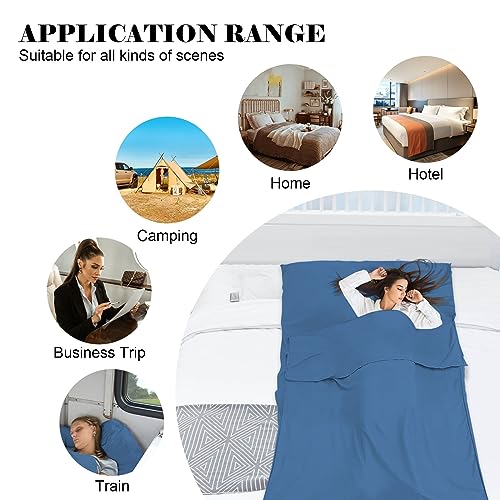 Sleeping Bag Liner,Travel Sheet & Adult Sleep Sack, Camping Sheets Travel Sleep Sack for Backpacking,Hotels & Hostels -Lightweight Single &Double Travel Sheet Camping Sheets - color: Single Blue