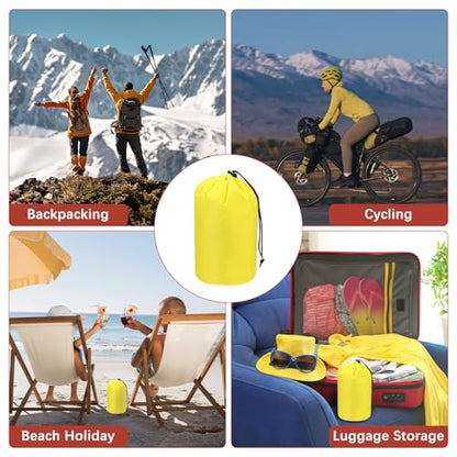Stuff Sack [2PCS] - Waterproof Outdoor Storage Sacks Use for Backpacking & Traveling & Hiking - [Yellow-5 x 10 in/ 13 x 25 CM] Ultralight Drawstring Bags - color: Yellow