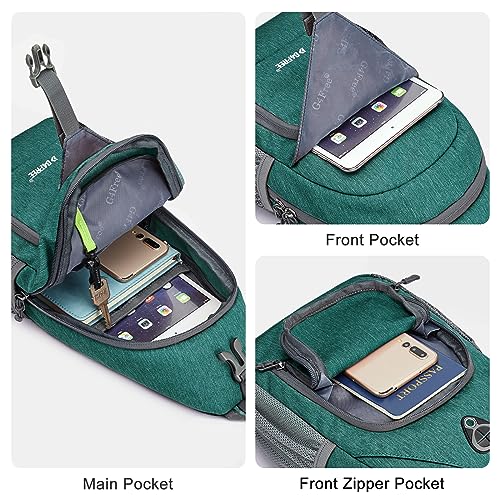 G4Free RFID Sling Bag Crossbody Backpack Small Chest Shoulder Bag Hiking Outdoor - color: Green