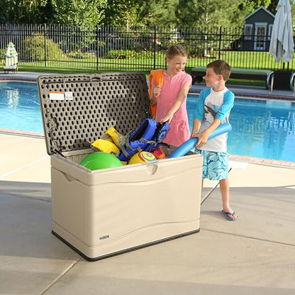 LIFETIME 60103 Deck Storage Box, 80 Gallon, Desert Sand/Brown - color: Desert Sand/Brown, size: 80 Gallon