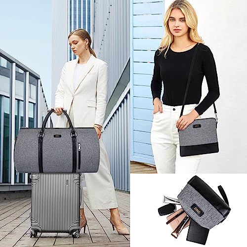 Convertible 2-in-1 Garment Bags for Travel, Carry On Garment Duffle Bag With Shoe Compartment Large Weekender Bag for Women Men Hanging Suitcase Suit Travel Duffel Overnight Bags 4pcs Set - color: D-Grey