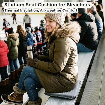 Portable Self-Inflating Stadium Seat Cushion, Memory Foam Sit Pad, Lightweight Travel Seat Pad for Bleachers, Camping, Hiking, Office Chair & Airplane - 16x13 inches Gray