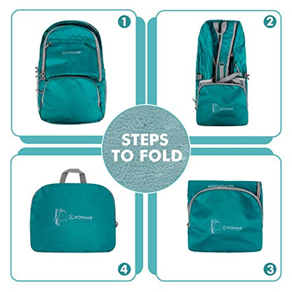 ZOMAKE Lightweight Packable Backpack 30L, Foldable Hiking Backpacks Water Resistant Compact Folding Daypack for Travel(Lake Green) - color: Lake Green