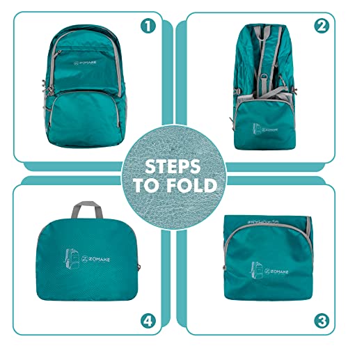 ZOMAKE Lightweight Packable Backpack 30L, Foldable Hiking Backpacks Water Resistant Compact Folding Daypack for Travel(Lake Green) - color: Lake Green