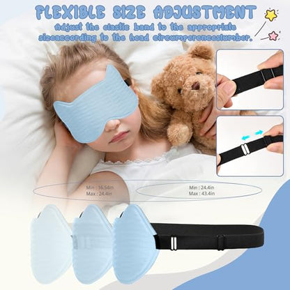 Kids Sleep Mask: 3D Contoured Cup Eye Mask, Blindfold with Adjustable Strap, Kids Eye Cover for Boys, Girls, Teens, Pressure-Free with Memory Foam Face Mask (Blue) - color: Blue