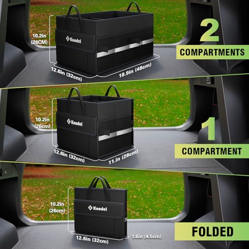K KNODEL Car Trunk Organizer, Collapsible Car Trunk Storage Organizer, Car Organizer and Storage for SUV, Truck, Sedan (Small, Black) - color: Black, size: Small-No Lid