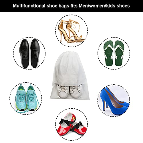 8PCS Travel Shoe Bags with Rope for Men and Women Large Shoes Pouch Organizers - color: White