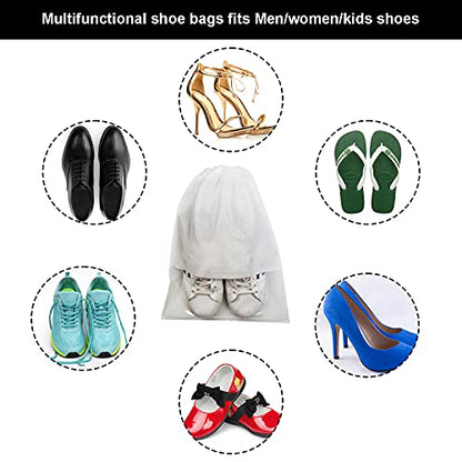 8PCS Travel Shoe Bags with Rope for Men and Women Large Shoes Pouch Organizers - color: White