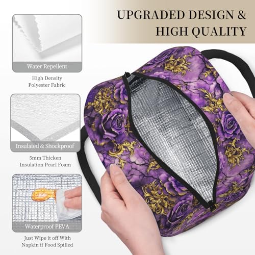 Butterfly Skull Lunch Box for Women Men Insulated Gothic Purple Butterfly Lunch Bag Reusable Large Containers Cooler Lunch Tote Bag for Office Work Picnic Hiking - color: Butterfly Skull