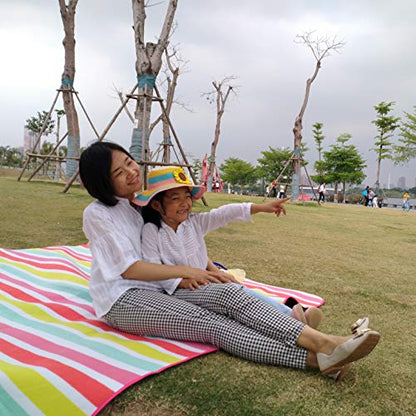 yodo Outdoor Picnic Blanket Water-Resistant for Camping Hiking Festivals,Rose Stripe