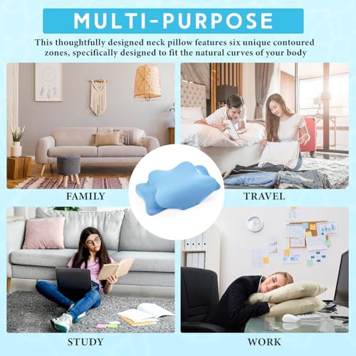 Hahafelt Cooling Cervical Neck Pillowcase Cover (Only Pillow Case) Ergonomic Pillowcase with Zipper Breathable Contour Pillow Cover for Side Back Stomach Sleepers(Blue,Queen Size) - color: Blue, size: Queen