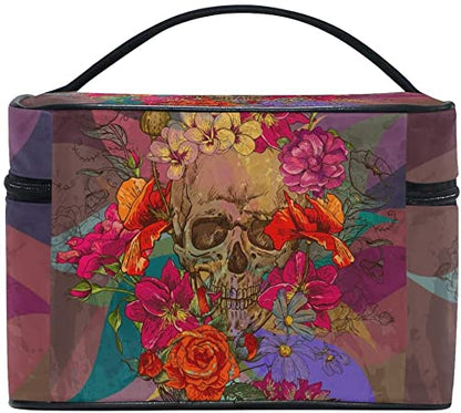 Makeup Bag Rose Skull Travel Cosmetic Bags Organizer Train Case Toiletry Make Up Pouch - color: color7