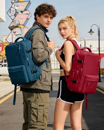 WONHOX Vacuum Seal Backpack for Travel with Air Pump Compression Daypack Personal Item Carry on Flight Approved Vacpack Laptop Space Saver Bags Storage with Vacuum System Travel Bag Women Men Red - color: A1-red
