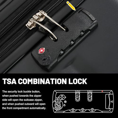 Merax Luggage Sets, Durable Hardshell 3 Piece Suitcase with Double Spinner Wheels and Handle Bags,Lightweight Carry on Luggage with TSA Lock,20+24+28 inches,Black - color: Black, size: 3 Piece(20+24+28+Bags）