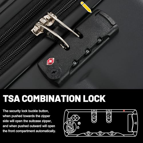Merax Luggage Sets, Durable Hardshell 3 Piece Suitcase with Double Spinner Wheels and Handle Bags,Lightweight Carry on Luggage with TSA Lock,20+24+28 inches,Black - color: Black, size: 3 Piece(20+24+28+Bags）