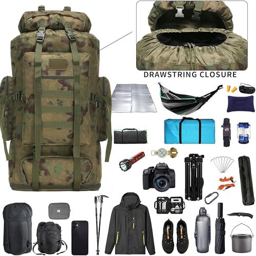 Hiking Backpack for Men 70L/100L Camping Backpack Military Rucksack Molle 3 Days Assault Pack for Climbing | Camping Backpack - color: 100l-ruin Green