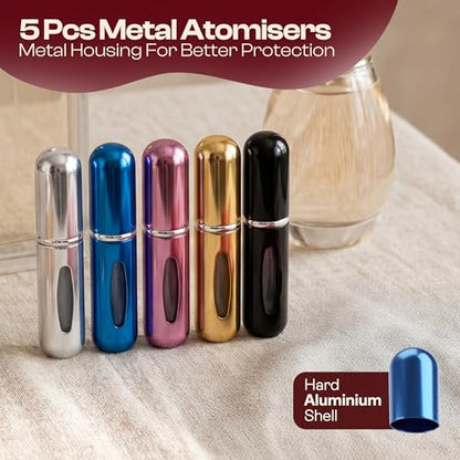 5ml Travel Perfume Bottle Refillable Atomizer Sprayer for Perfume,Leakproof Perfume Atomizer Travel, Portable Refillable Perfume Bottles, (Blue, Black, Pink, Gold, Silver) - color: Blue, Black, Pink, Gold, Silver
