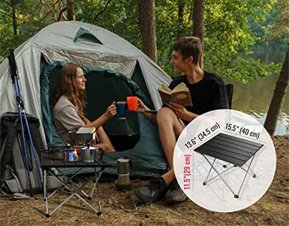 TREKOLOGY Small Camping Table - Beach Table that Fold Up - Lightweight, Foldable, Potable Folding Small Outdoor Table - for Camp, Hiking, Campers & Summer Outing Trip - color: Obsidian Black