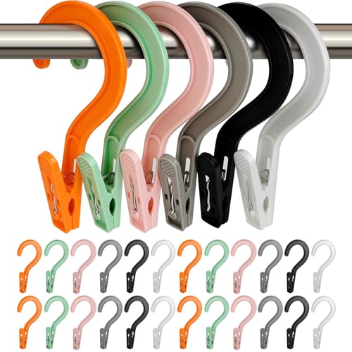 Laundry Hooks Boot Hangers Plastic Clothes Pins Hanger Clips for Bathroom Travel Portable Multicolor (24Pcs) - color: Multicolor 24pcs