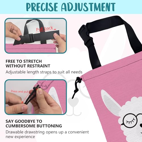 Car Garbage Bag Cute White Alpaca in Glasses Drawstring Car Trash Bag Hanging for Back Seat with Adjustable Buckle Canvas Vehicle Trash Can Easy-to-Install - color: Cute White Alpaca in Glasses